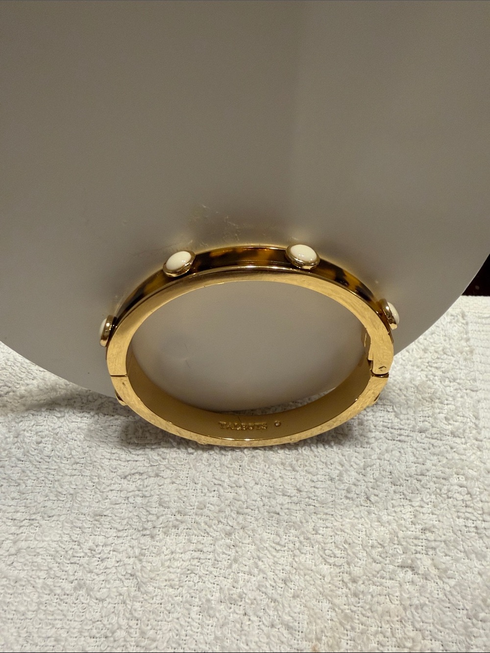 Gold-tone Talbots Bangle Bracelet with White Cabochons